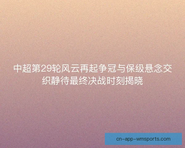 中超第29轮风云再起争冠与保级悬念交织静待最终决战时刻揭晓 中超第29轮风云再起争冠与保级悬念交织静待最终决战时刻揭晓
